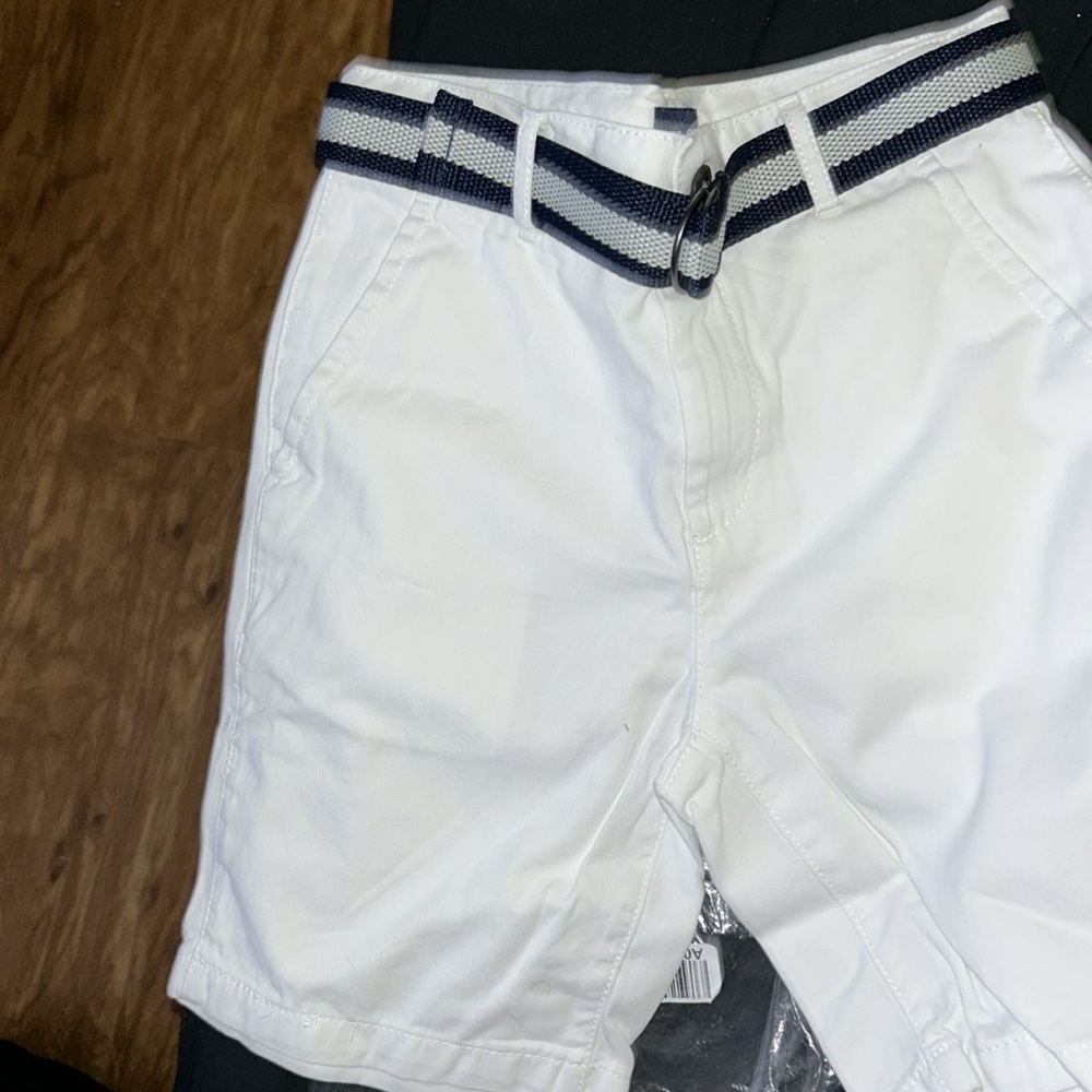 Children’s Place Boys 8 White brand NEW belt zipper adjustable